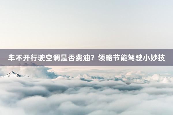 车不开行驶空调是否费油？领略节能驾驶小妙技